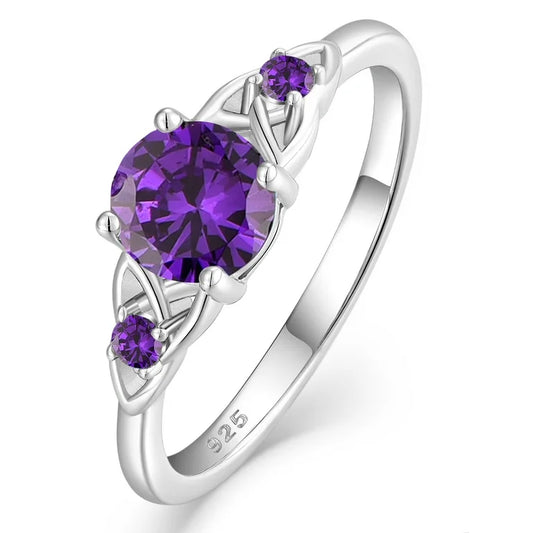 Elegant Purple Amethyst Sterling Silver Ring (925)